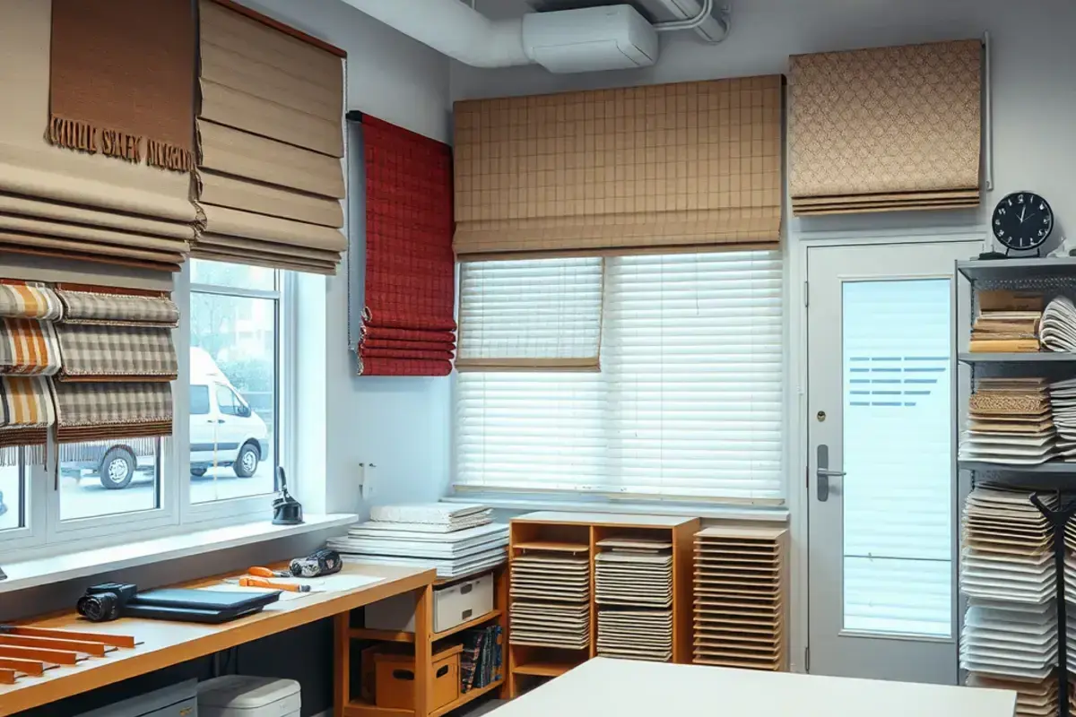 Professional window covering workshop interior