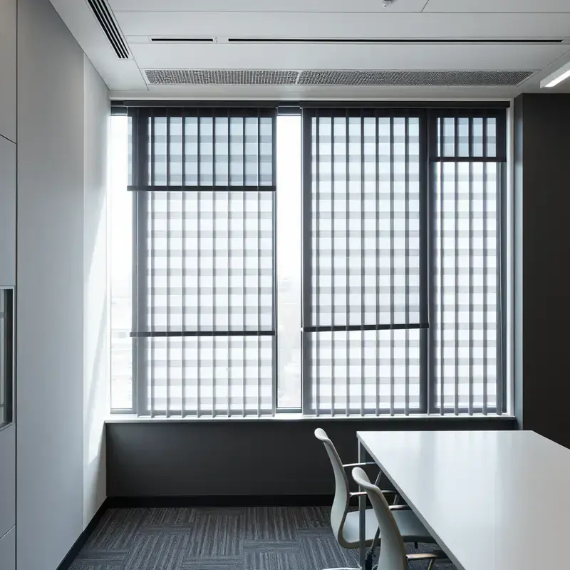 Modern vertical blinds in commercial office
