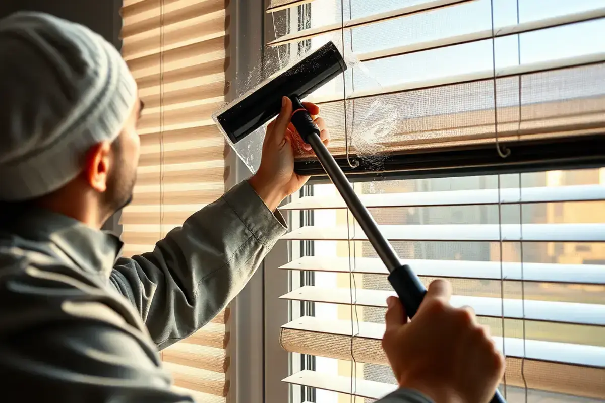 Professional window treatment cleaning process